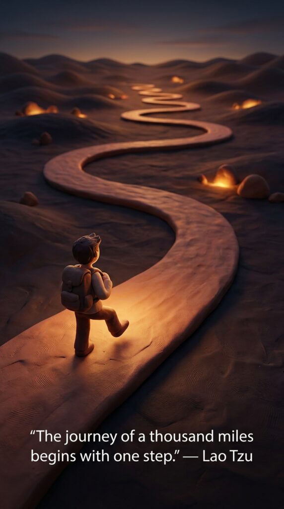 Ting Figure taking their first step - Motivational Winning Quotes