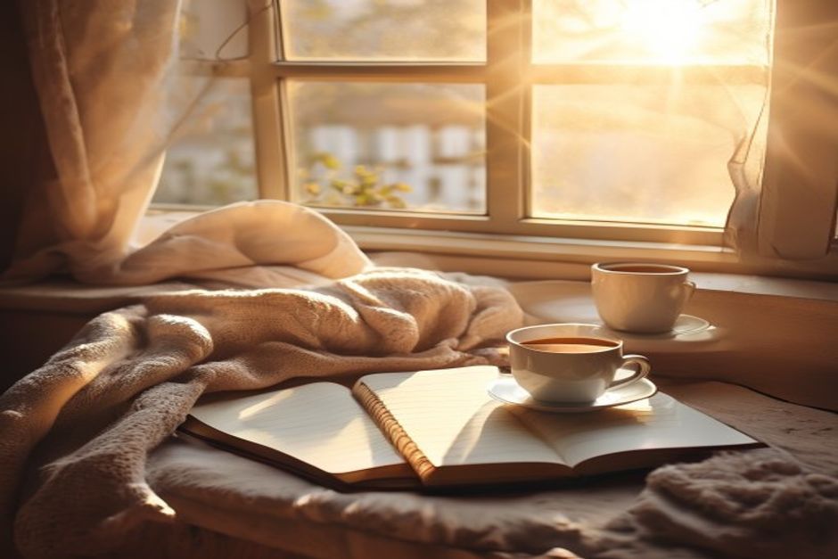 Minimal desk setup with planner and morning light - start your day quotes